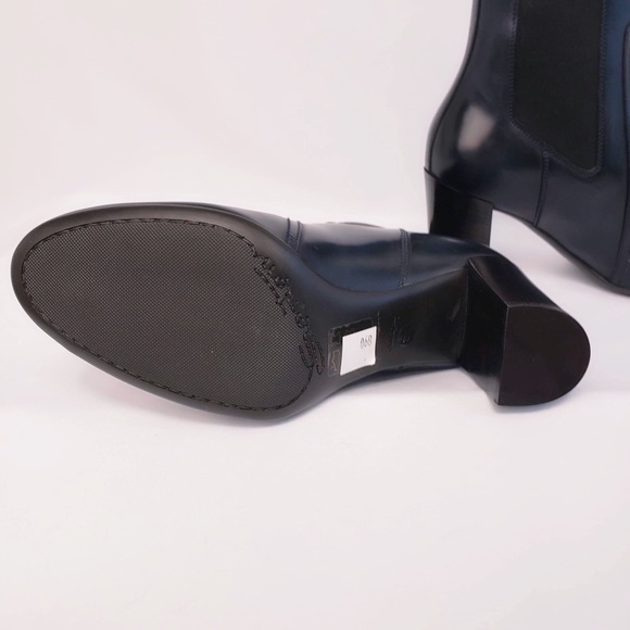 ❌ NWT Santoni Navy Blue Leather Chunky Heel Boots - Picture 4 of 7